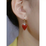 Maillard Heart Clip-On Crystal Red Earrings