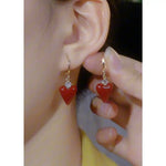 Maillard Heart Clip-On Crystal Red Earrings