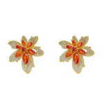 Maple Leaf Crystal Stud Earrings