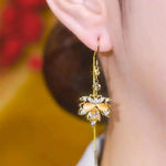 Maple Leaf Tassel Coffee Color Drop Earrings