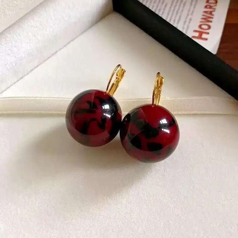 Marbled Pearl Animal Print Pattern Stud Earrings
