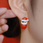 Matte Christmas Tree Snowflake Santa Earrings