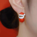 Matte Christmas Tree Snowflake Santa Earrings
