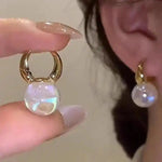 Mermaid Pearl Geometric French Drop Earrings