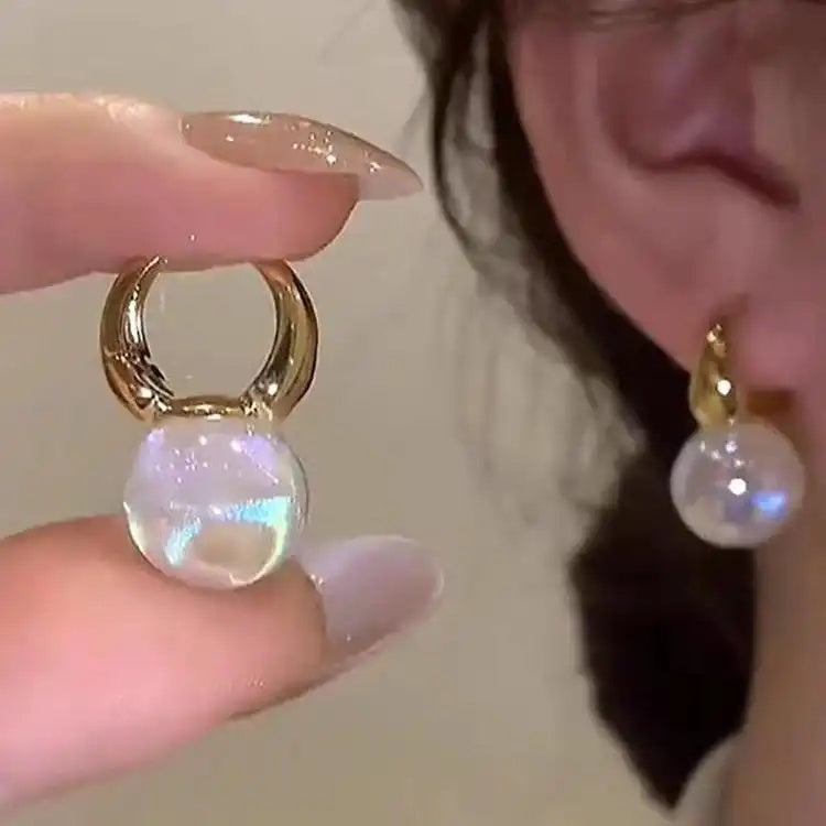 Mermaid Pearl Geometric French Drop Earrings