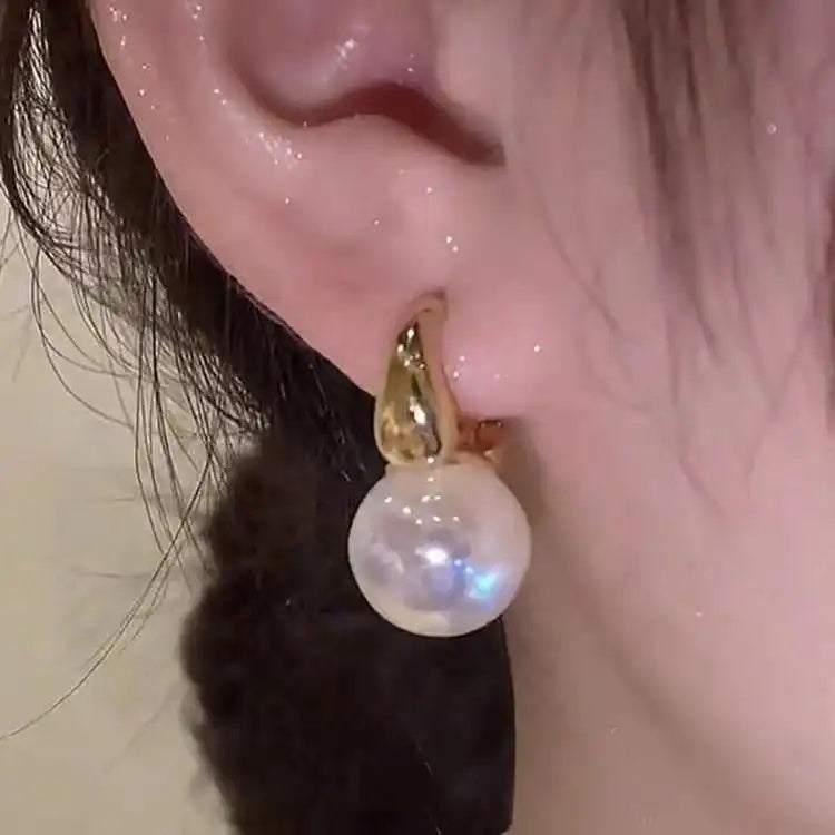Mermaid Pearl Geometric French Drop Earrings