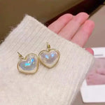 Mermaid Pearl Heart Shaped Stud Earrings