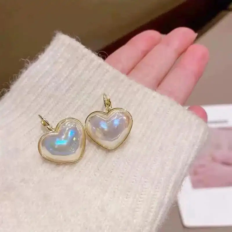 Mermaid Pearl Heart Shaped Stud Earrings