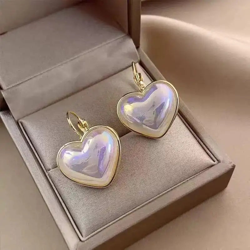 Mermaid Pearl Heart Shaped Stud Earrings