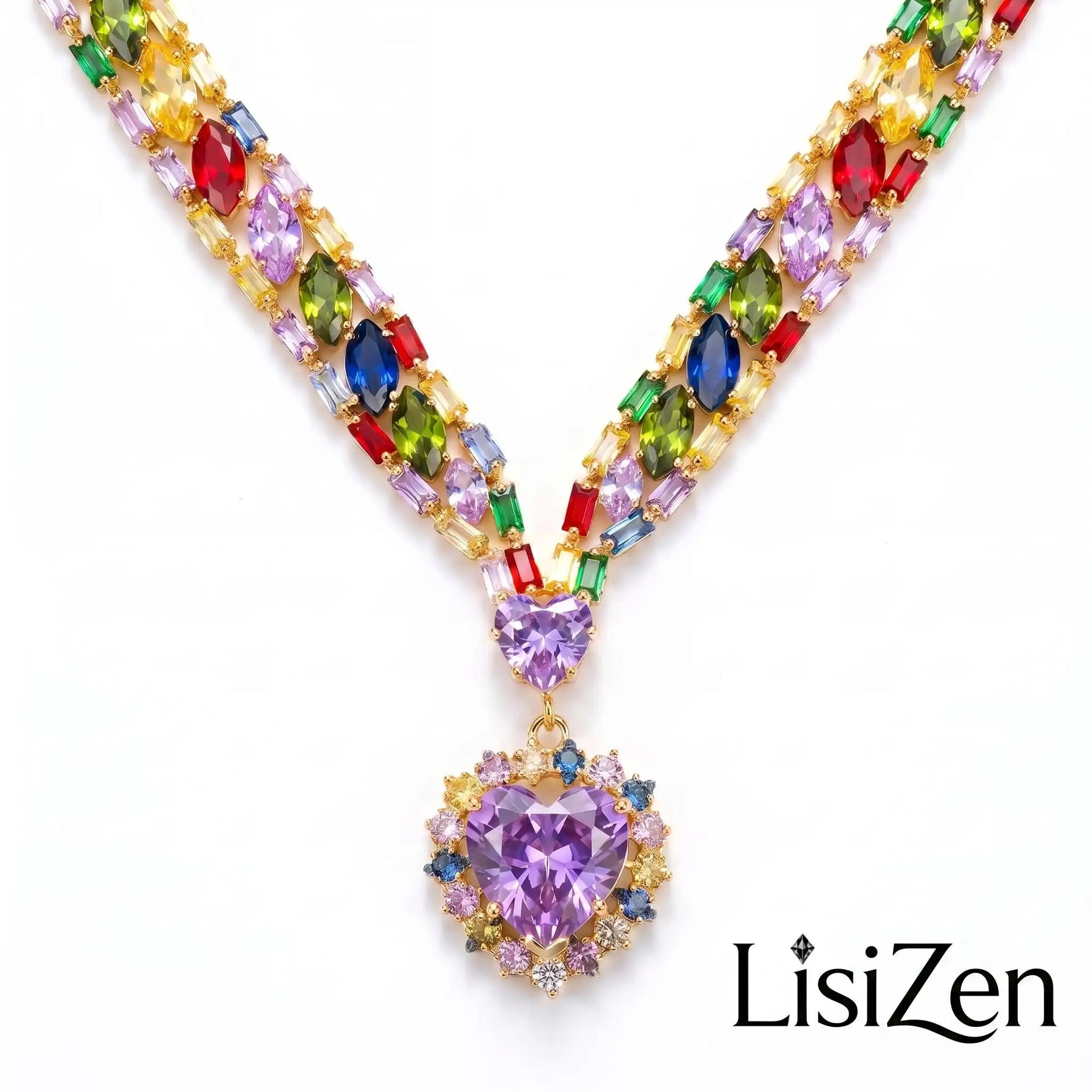 Mermaid Princess Shining Ocean Heart Necklace