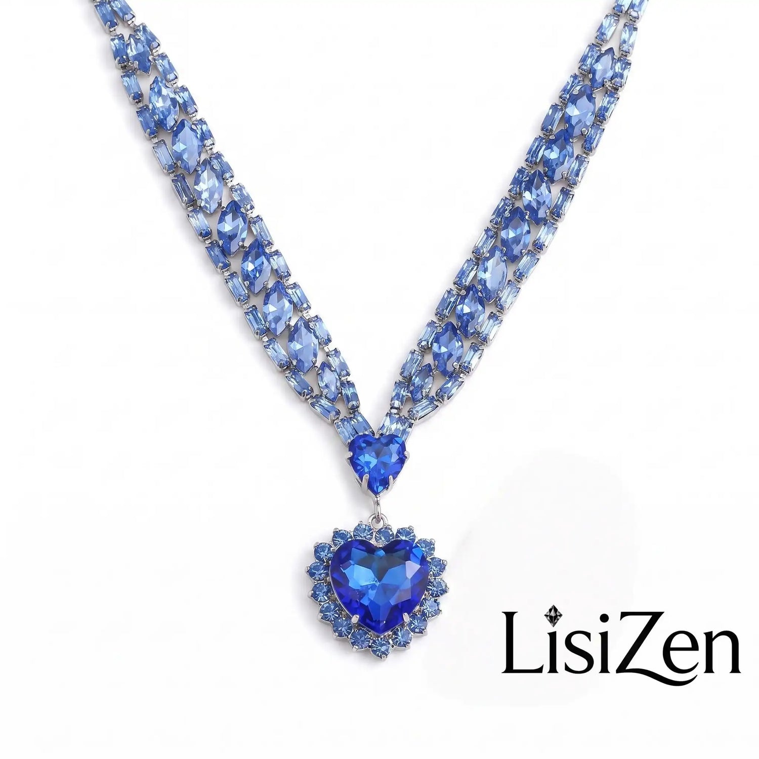 Mermaid Princess Shining Ocean Heart Necklace