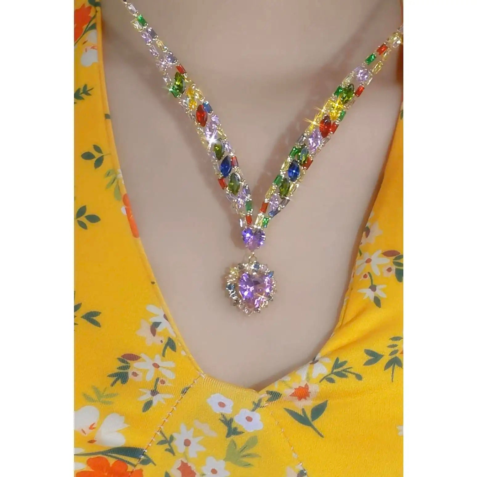 Mermaid Princess Shining Ocean Heart Necklace