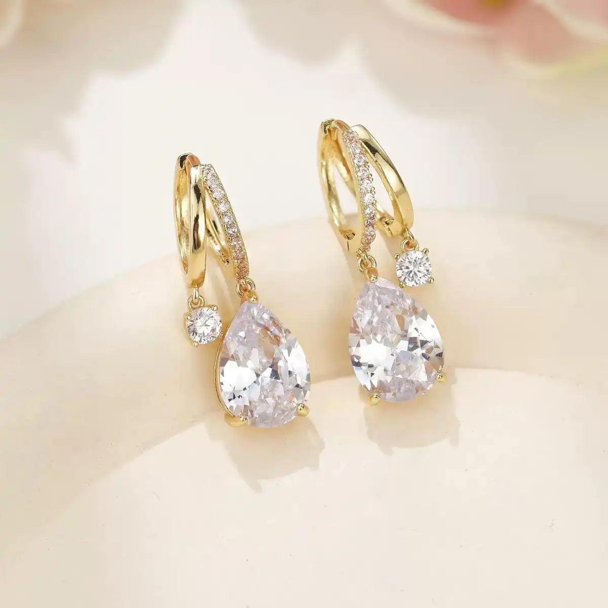 Mermaid Tear Crystal French Minimalist Drop Earrings