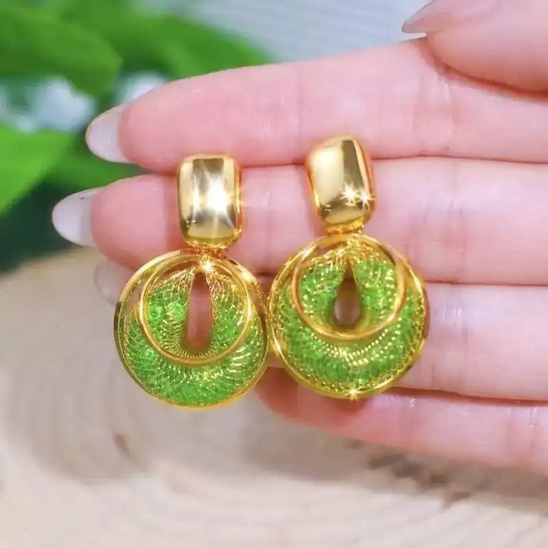 Mesh Crystal Circle Sensation Earrings