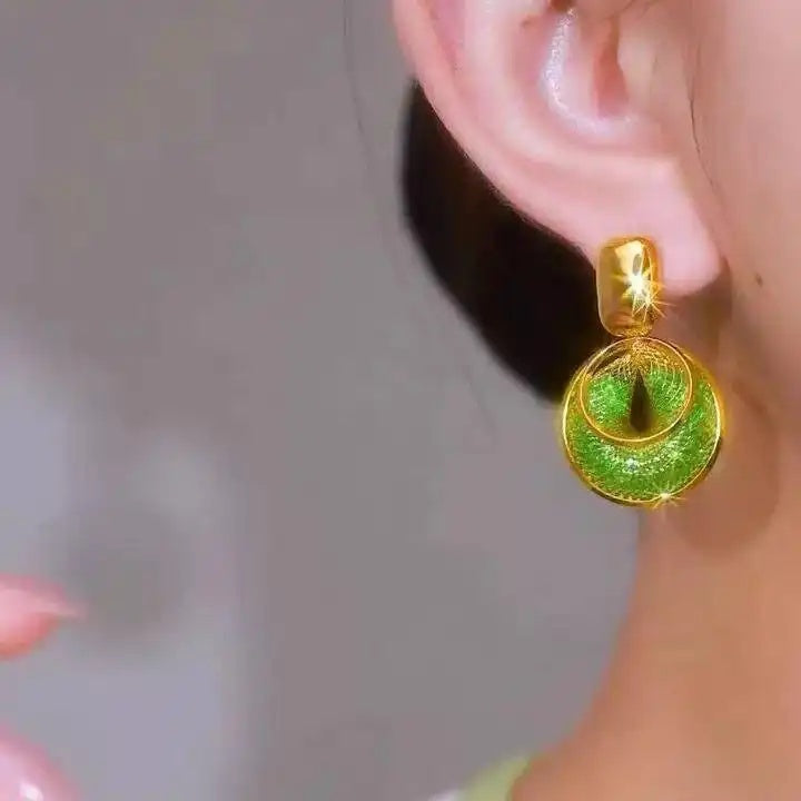 Mesh Crystal Circle Sensation Earrings