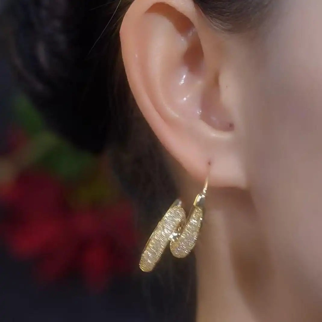 Mesh Crystal Wrapped Heart Twisted Earrings