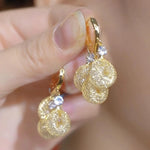 Mesh Hollow Retro Crystal Round Hoop Earrings
