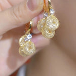 Mesh Hollow Retro Crystal Round Hoop Earrings
