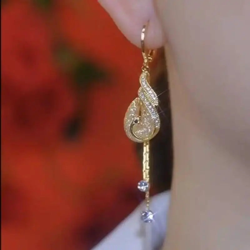 Mesh Phoenix Tassel Drop Earrings