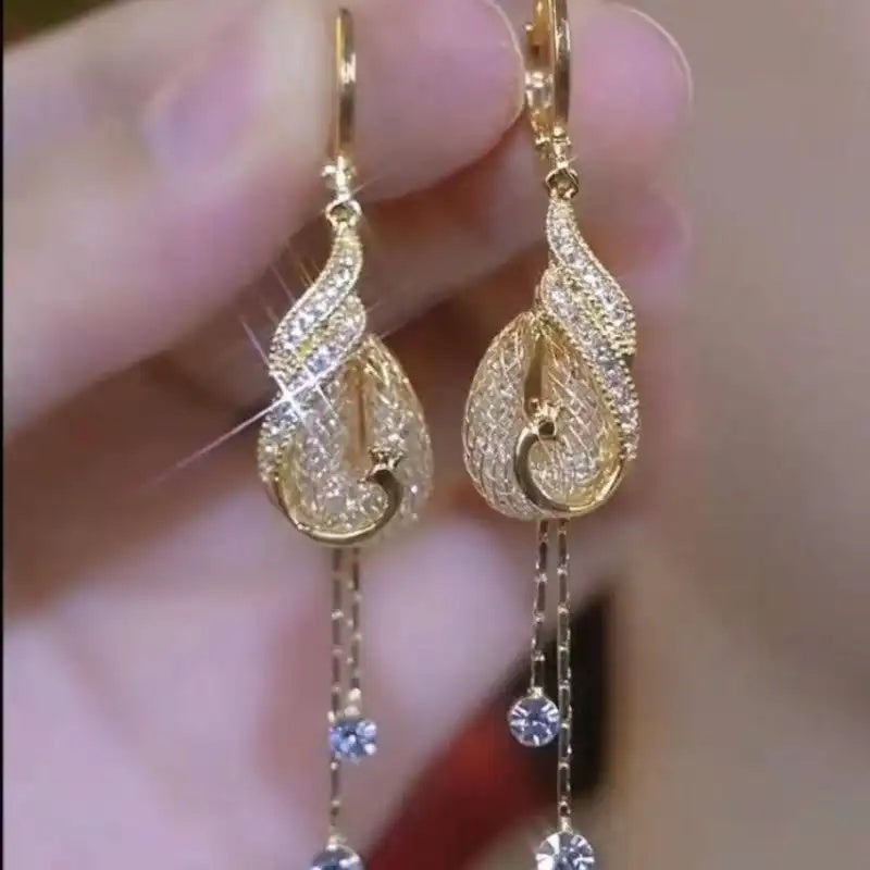 Mesh Phoenix Tassel Drop Earrings