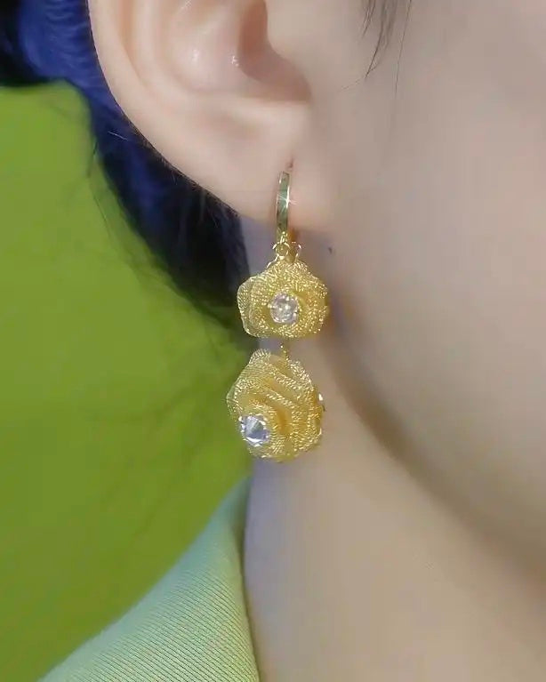 Mesh Rose Ear Hooks Earrings