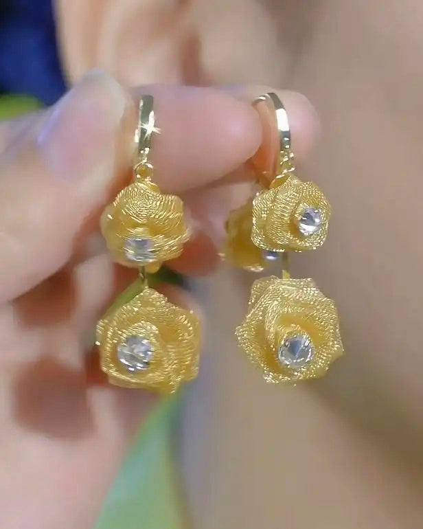 Mesh Rose Ear Hooks Earrings