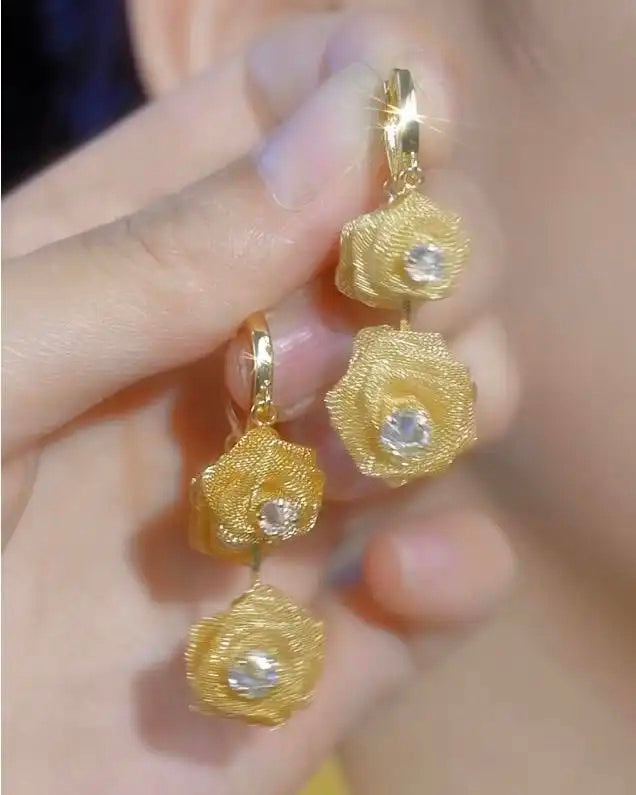 Mesh Rose Ear Hooks Earrings