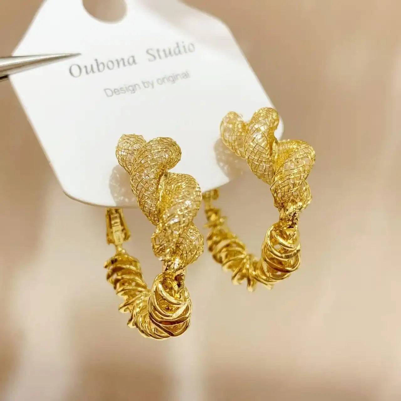 Mesh Wrapped Hoop Earrings