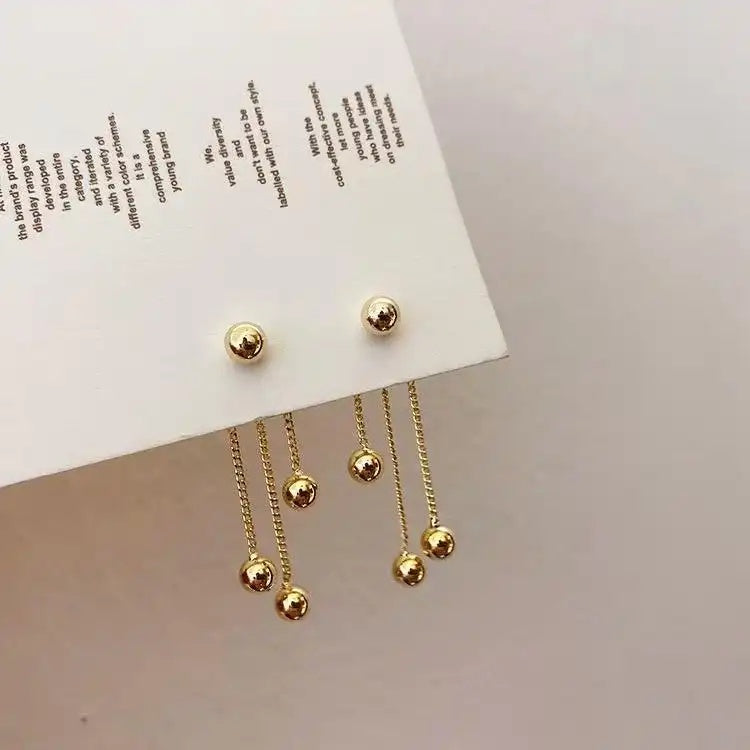 Metal Ball Tassel Drop Earrings