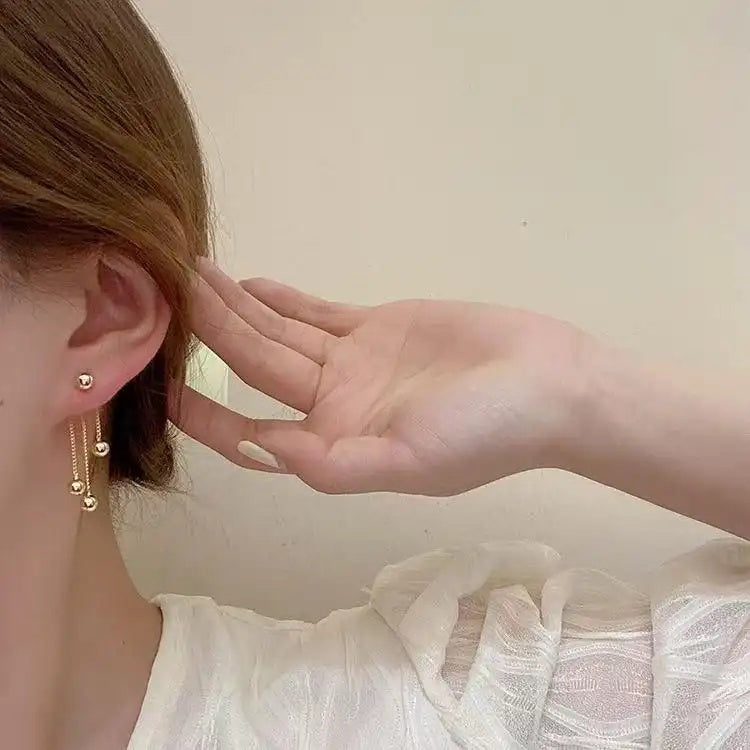 Metal Ball Tassel Drop Earrings