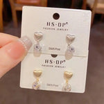Metal Brushed Heart Crystal Earrings