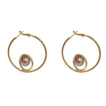 Metal Circle Pearl Hoop Earrings