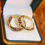 Metal Diamond-Embellished Large Hoop Earrings