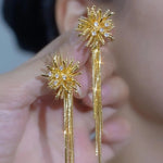 Metal Firework Tassel French Drop Earrings