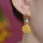 Metal Flower Hook Minimalist Drop Earrings