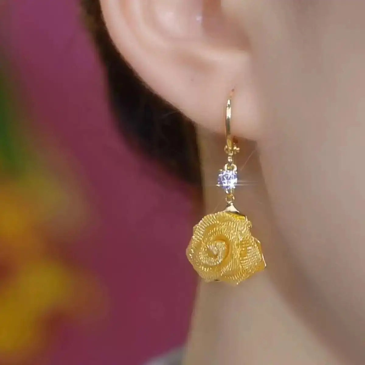 Metal Flower Hook Minimalist Drop Earrings