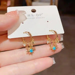 Metal Octagram Tassel Drop Earrings