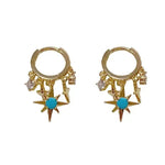 Metal Octagram Tassel Drop Earrings