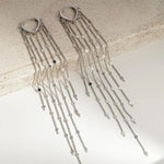 Metal Oval Long Sequin Tassel Drop Earrings