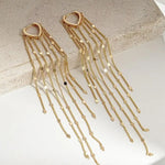 Metal Oval Long Sequin Tassel Drop Earrings