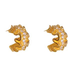 Metal Textured C-Shaped Earrings