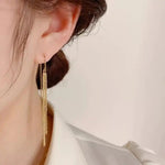 Metallic Long Tassel Drop Earrings