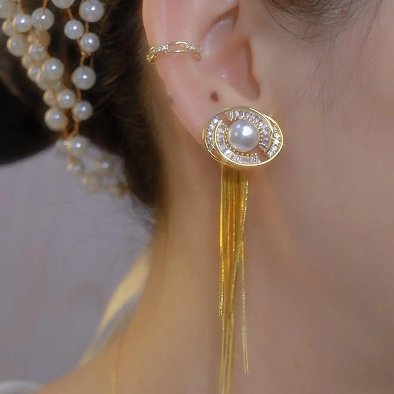 Micro Inlay Crystal Wrapped Two-Wear Drop Earrings