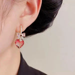 Micro-Pavé Crystal Bowknot Heart Wholesale Earrings