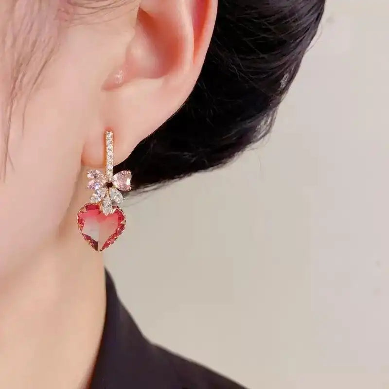 Micro-Pavé Crystal Bowknot Heart Wholesale Earrings