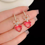 Micro-Pavé Crystal Bowknot Heart Wholesale Earrings