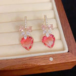 Micro-Pavé Crystal Bowknot Heart Wholesale Earrings