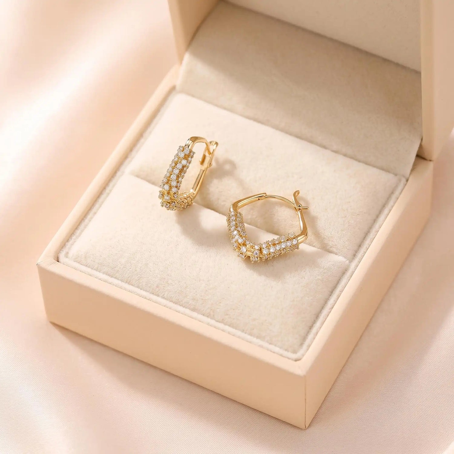 Micro-Paved Cz Oval Hoop Earrings