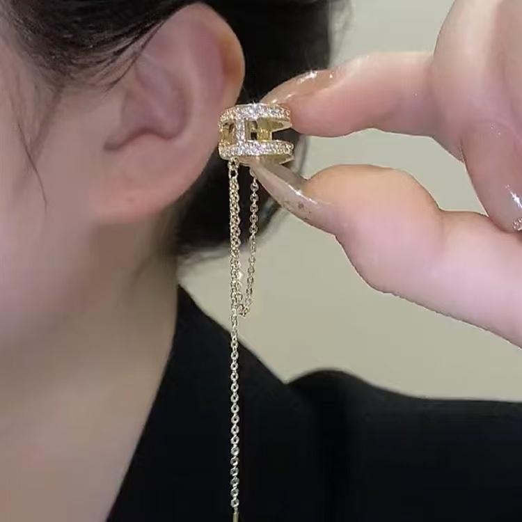 Micro Setting Crystal C-Shaped Double Ear Cuffs