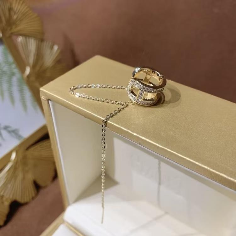 Micro Setting Crystal C-Shaped Double Ear Cuffs